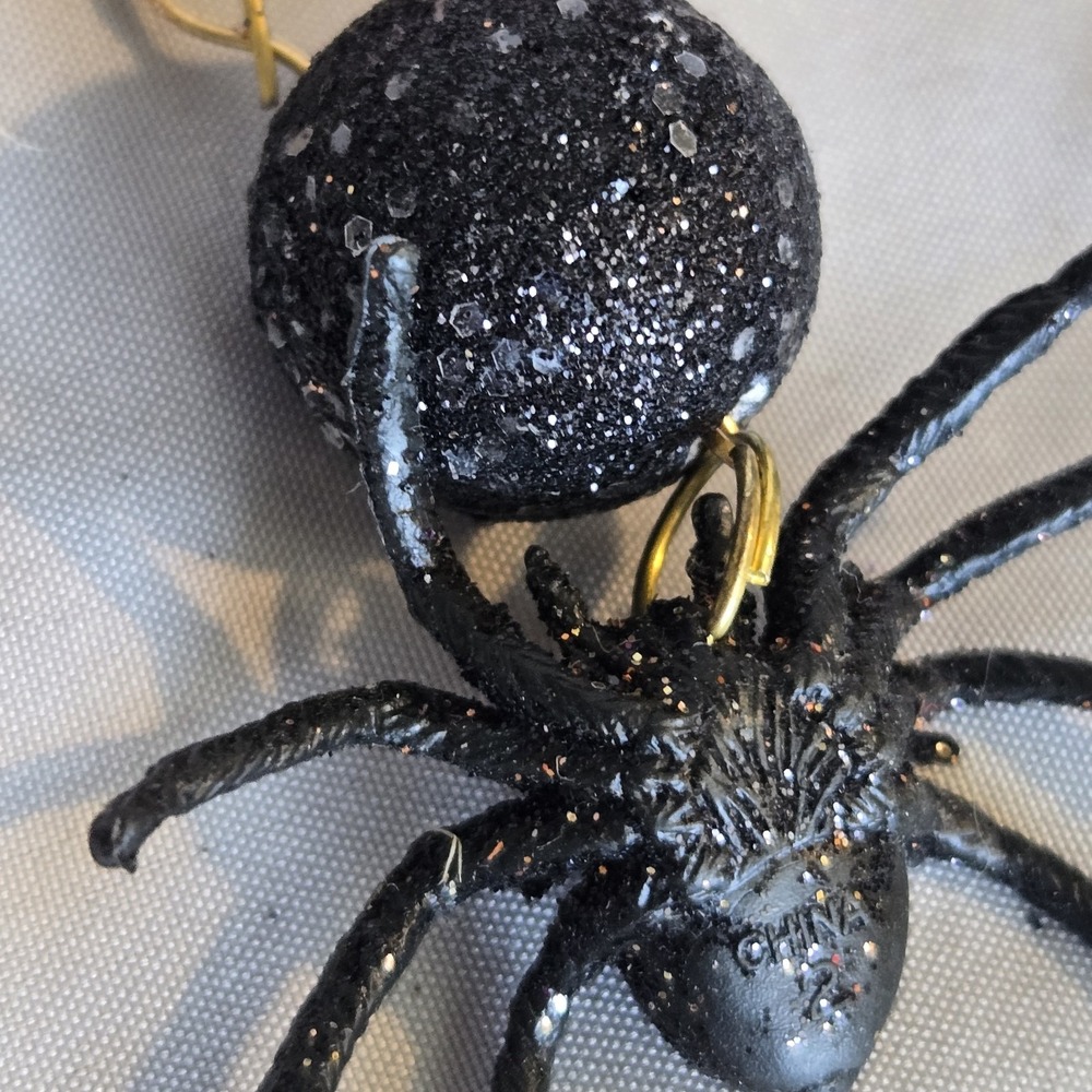 Halloween Glitter Ornament Lot Witch Boot Hat Jack O Lantern Spider Set of 3 - Picture 5 of 8